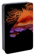 Colorful Abstract Wild Horse Silhouette In Purple And Orange Portable Battery Charger by Michelle Wrighton