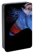 Colorful Abstract Wild Horse Silhouette - Red And Blue Portable Battery Charger by Michelle Wrighton