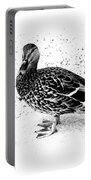 Female Mallard Duck In Black And White 1 Portable Battery Charger Female Mallard Duck In Black And White 1 Portable Battery Charger