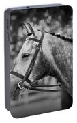 Grey Show Horse In Black And White Portable Battery Charger by Michelle Wrighton