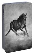 Horse Power Black And White Portable Battery Charger by Michelle Wrighton