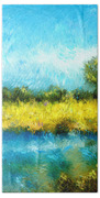Canola Fields Impressionist Landscape Painting Beach Towel