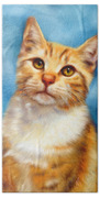 Sweet William Orange Tabby Cat Painting Beach Towel by Michelle Wrighton