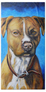 American Staffordshire Terrier Dog Painting Beach Towel by Michelle Wrighton