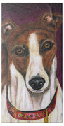Royalty - Greyhound Painting Beach Towel by Michelle Wrighton