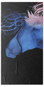 Abstract Wild Horse And Full Moon Beach Towel by Michelle Wrighton