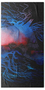 Abstract Wild Horse Red White And Blue Beach Towel by Michelle Wrighton