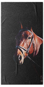 Bay On Black - Horse Art By Michelle Wrighton Beach Towel by Michelle Wrighton