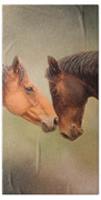Best Friends - Two Horses Beach Towel by Michelle Wrighton