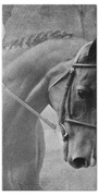 Black And White Horse Photography - Softly Beach Towel by Michelle Wrighton