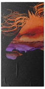 Colorful Abstract Wild Horse Silhouette In Purple And Orange Beach Towel by Michelle Wrighton