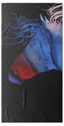 Colorful Abstract Wild Horse Silhouette - Red And Blue Beach Towel by Michelle Wrighton