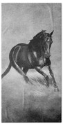 Horse Power Black And White Beach Towel by Michelle Wrighton