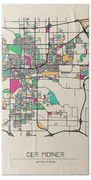 Des Moines, Iowa City Map Beach Towel Des Moines, Iowa City Map Beach Towel