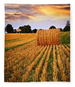 Golden Sunset Over Farm Field In Ontario Fleece Blanket Golden Sunset Over Farm Field In Ontario Fleece Blanket