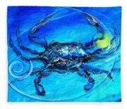 Blue Crab Abstract Fleece Blanket