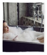 Sexy Young Beautiful Girl Is Lying In A Stone Gray Large Bathroom With Foam  #2 Bath Towel by Elena Saulich - Pixels