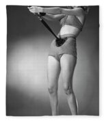 Woman In Beachwear Holding Fishing Rod Tote Bag by George Marks 