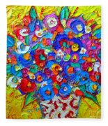 ABSTRACT COLORFUL FLOWERS OF HAPPINESS impasto palette knife oil