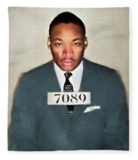 Martin Luther King Mugshot Color Fleece Blanket by Dan Sproul - Pixels