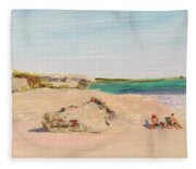 WADING IN AT SECOND BEACH NEWPORT RHODE ISLAND PAINTING ART REAL CANVAS PRINT 