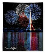 Tour Eiffel Fireworks Paris Fleece Blanket