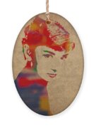 Audrey Hepburn Watercolor Portrait on Worn Distressed Canvas Mixed ...