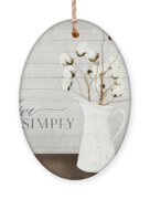 Rustic Farmhouse Cotton Boll Milk Pitcher Live Simply Ornament Rustic Farmhouse Cotton Boll Milk Pitcher Live Simply Ornament