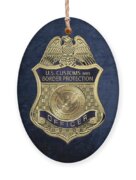 U. S. Customs And Border Protection - C B P Officer Badge Over Blue Velvet Ornament U. S. Customs And Border Protection - C B P Officer Badge Over Blue Velvet Ornament