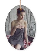 Sexy Young Beautiful Girl Is Lying In A Stone Gray Large Bathroom With Foam Bath  Towel by Elena Saulich - Pixels