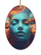 A surrealistic portrait painting abstract of a woman with colorf Metal  Print by Roger Divine - Pixels