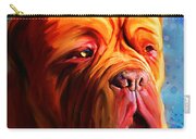 Vibrant Dogue De Bordeaux Painting On Blue Carry-all Pouch by Michelle Wrighton