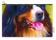 Colorful Bernese Mountain Dog Painting Carry-all Pouch by Michelle Wrighton