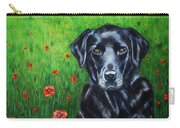Poppy - Labrador Dog In Poppy Flower Field Carry-all Pouch by Michelle Wrighton