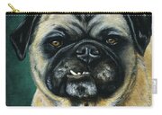 This Is My Happy Face - Pug Dog Painting Carry-all Pouch by Michelle Wrighton