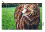 Grizzly Bear In Field Of Flowers Painting Carry-all Pouch
