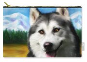 Smiling Siberian Husky  Painting Carry-all Pouch by Michelle Wrighton