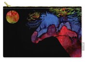 Colorful Abstract Full Moon Wild Horse Painting Carry-all Pouch by Michelle Wrighton