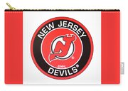 New Jersey Devils Logo - Red on Black Zip Pouch by Allen Beatty