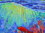 RED FISHES LOVE SUNRISE RAYS BY SEA SPONGE knife oil underwater painting  detail Ana Maria Edulescu Zip Pouch by Ana Maria Edulescu - Small (6 x 4)  - ANA MARIA EDULESCU - Website