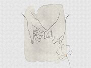 Romantic couple pinky promise line art, pinky swear contour drawings,  minimalist lovers, Version 5/9 by Mounir Khalfouf
