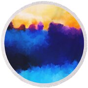 Abstract Sunrise Landscape  Round Beach Towel by Michelle Wrighton