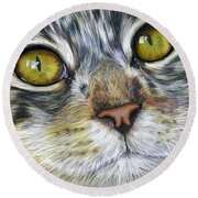 Stunning Cat Painting Round Beach Towel by Michelle Wrighton
