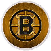 Boston Bruins Hockey Team Retro Logo Vintage Recycled Massachusetts License  Plate Art Wood Print
