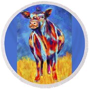 Colorful Angus Cow Round Beach Towel