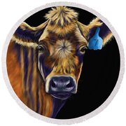 Cow Art - Lucky Number Seven Round Beach Towel