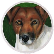 Otis Jack Russell Terrier Round Beach Towel by Michelle Wrighton