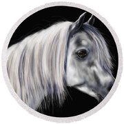 Grey Arabian Mare Painting Round Beach Towel by Michelle Wrighton