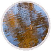 Gold And Blue Reflections Round Beach Towel by Michelle Wrighton