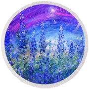 Abstract Bluebonnets Round Beach Towel